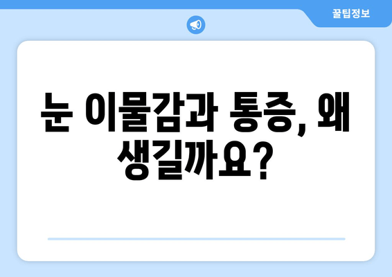 눈에 이물감과 통증? 원인 파악부터 해결까지 | 눈 통증, 이물감, 원인, 증상, 치료, 예방