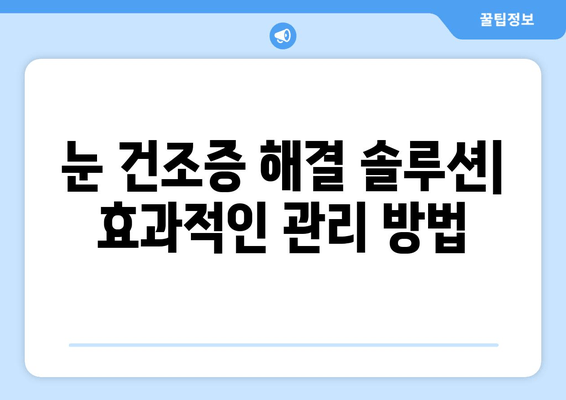 눈 건조증, 이제 걱정 끝! 원인과 관리 방법 완벽 가이드 | 눈 건강, 안구 건조증, 눈 관리 팁