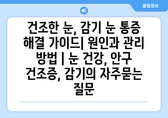 건조한 눈, 감기 눈 통증 해결 가이드| 원인과 관리 방법 | 눈 건강, 안구 건조증, 감기