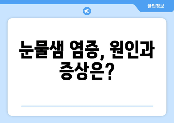 눈물 흘릴 때 생기는 통증, 왜 그럴까요? 원인과 대처법 총정리 | 눈물 통증, 눈물샘 염증, 눈 건조증, 눈물샘 막힘