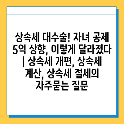 상속세 대수술! 자녀 공제 5억 상향, 이렇게 달라졌다 | 상속세 개편, 상속세 계산, 상속세 절세