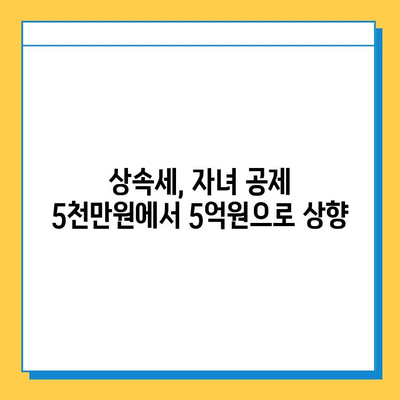 상속세 개편, 25년 만에 자녀 공제 5천만원 → 5억원으로 확대 | 상속세, 개정, 자녀공제, 상속, 증여