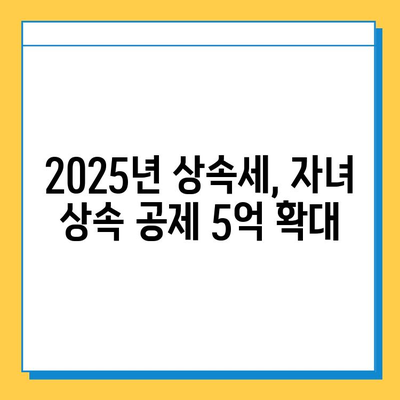 2025년 상속세 개정안 확정| 자녀 상속 공제 5억 확대, 대주주 할증 평가 폐지 | 상속세, 개정안, 공제, 할증, 세금