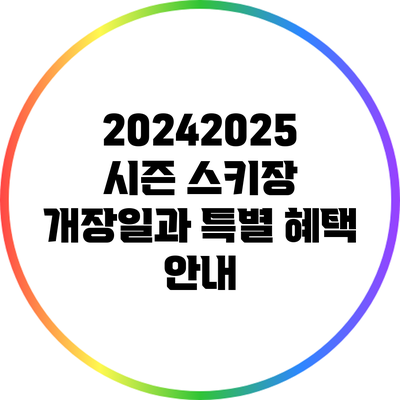 2024/2025 시즌 스키장 개장일과 특별 혜택 안내