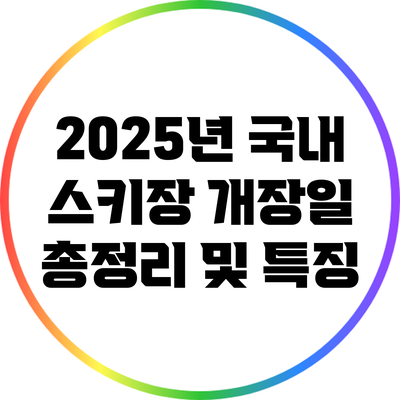 2025년 국내 스키장 개장일 총정리 및 특징