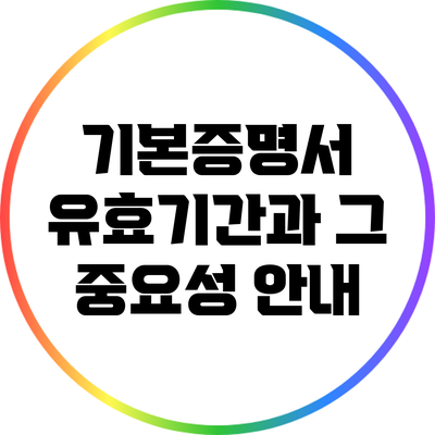 기본증명서 유효기간과 그 중요성 안내