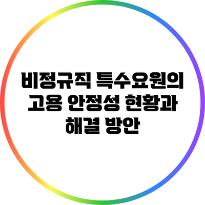 비정규직 특수요원의 고용 안정성 현황과 해결 방안