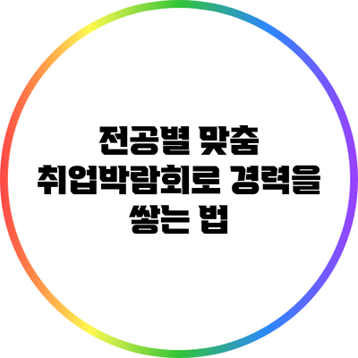 전공별 맞춤 취업박람회로 경력을 쌓는 법