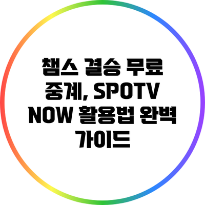 챔스 결승 무료 중계, SPOTV NOW 활용법 완벽 가이드