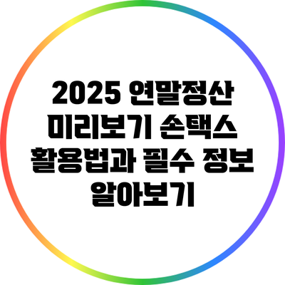 2025 연말정산 미리보기: 손택스 활용법과 필수 정보 알아보기