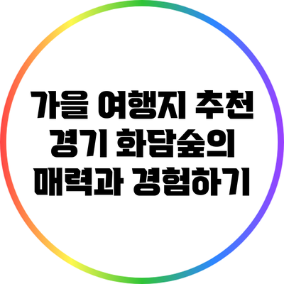 가을 여행지 추천: 경기 화담숲의 매력과 경험하기